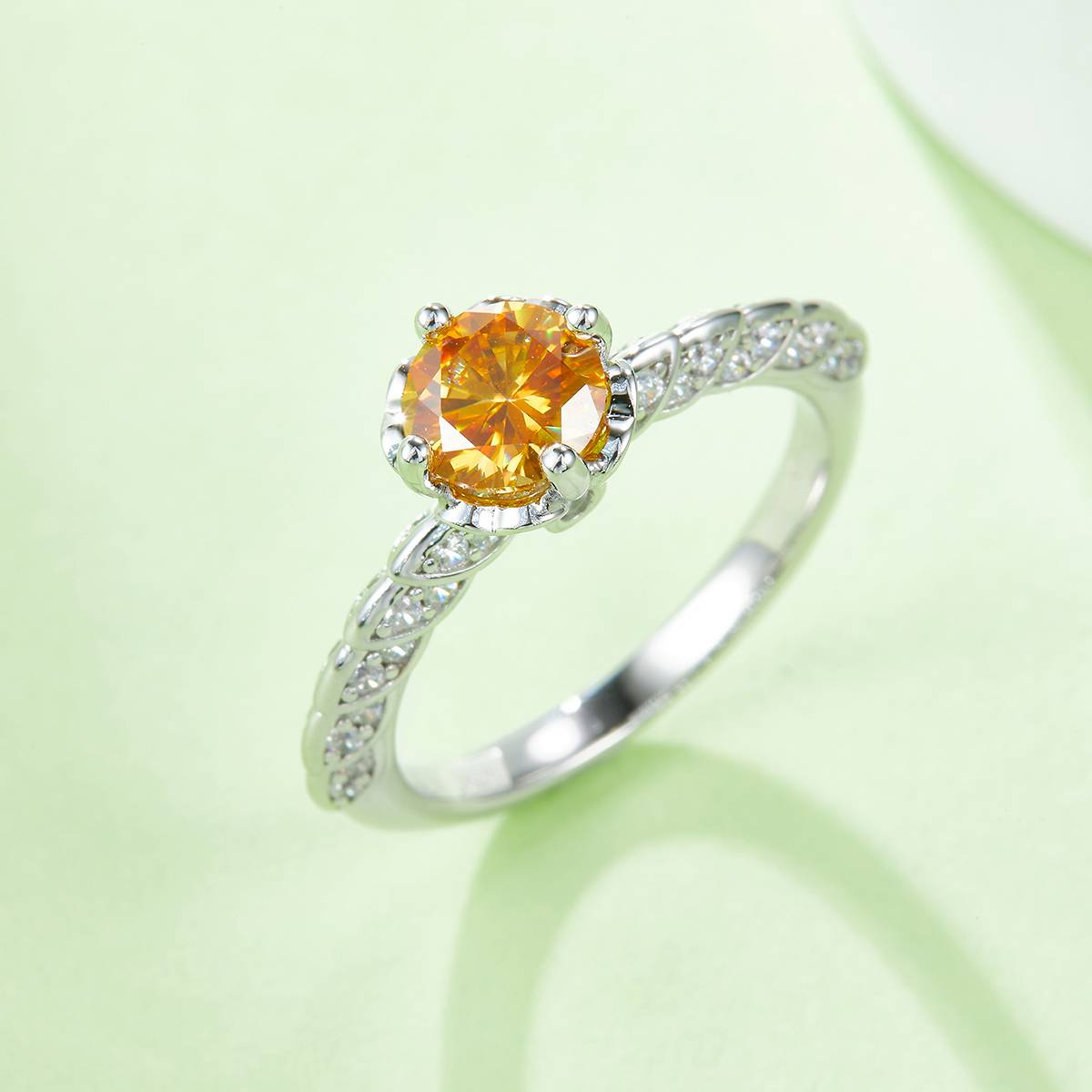 Wedding language S925 silver plated platinum Moissanite diamond women's ring 1 carat D-grade